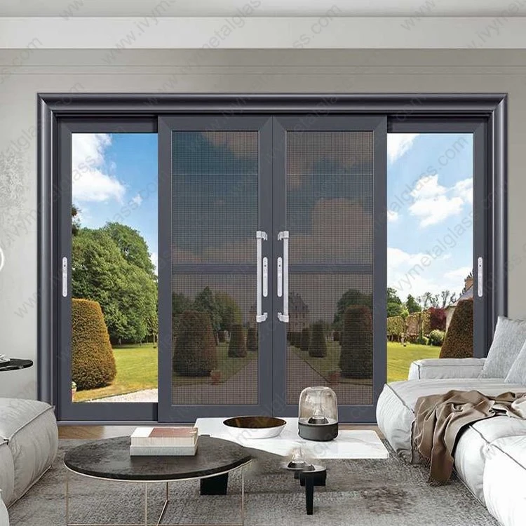 Porte coulissante en verre à cadre en aluminium