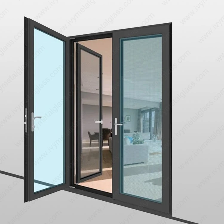 Porte battante en aluminium avec treillis