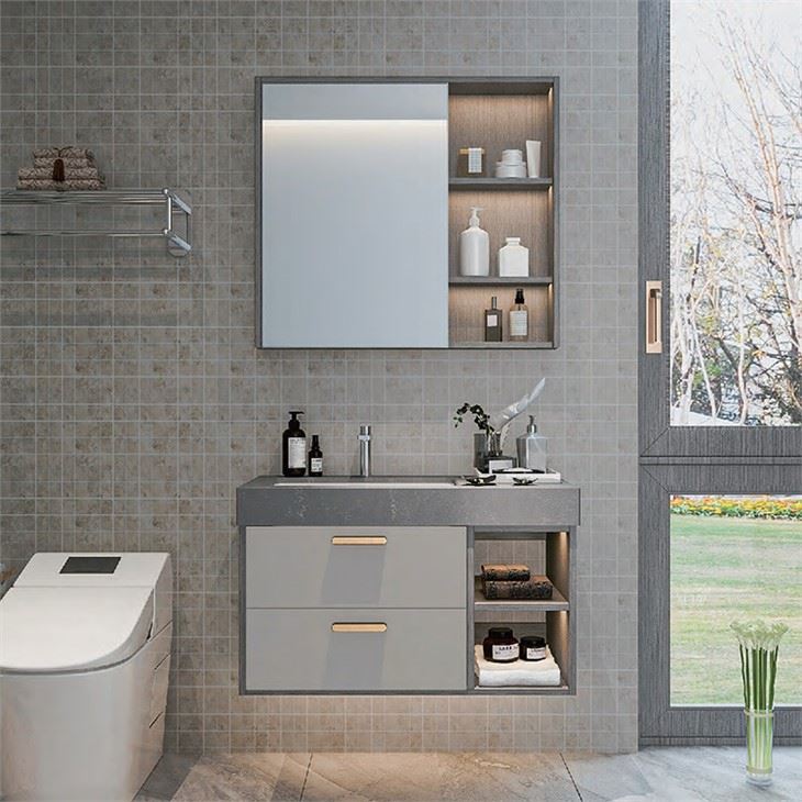 Armoire de salle de bain à surface en aluminium