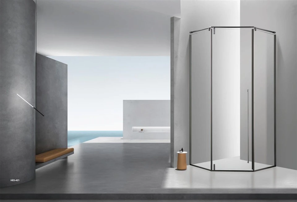 Porte de douche à battant en verre trempé transparent